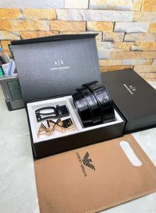 Armani Double Buckle Reversible Belts With Box