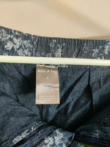 White Stag Women's Blue Floral Jean Skort With Short Inside