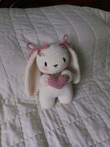 Handmade Knitted Bunny With Heart