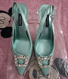 Sparkling Mint Slingback Heels