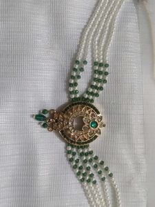 Pearl &amp; Green Stone Jewellery Set
