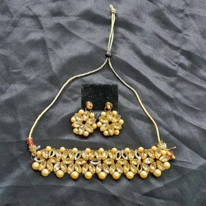 Elegant Pearl & Crystal Choker Set