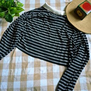 Savana Striped Cropped Polo Shirt