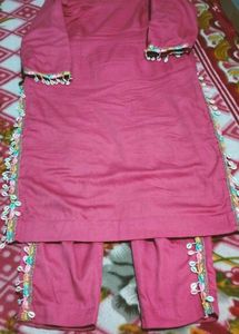 Pink Shalwar Kameez with Shell Trim