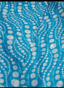 Blue Saree with White Polka Dots