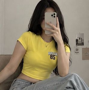 Yellow Boston '85 Crop Top