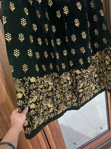 bottle green colour lehenga choli