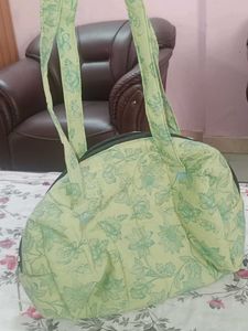 Light Green Floral Quilted Handbag