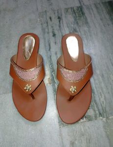 Elegant Ethnic Tan Slip-On Flats for Women