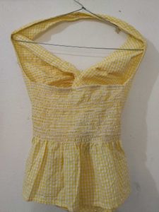 Yellow Gingham Halter Top
