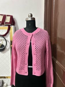 Pink Knit Cardigan - Stylish Layer