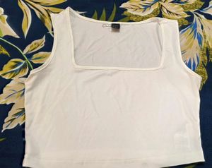 Women's White Square Neck Tank Top