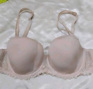 Nude Padded Bra with Lace