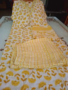 Yellow Printed Kurta Set