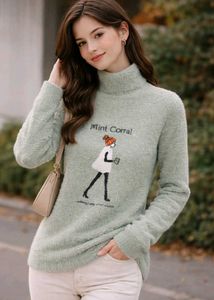 Cozy Mint Green Turtleneck Sweater