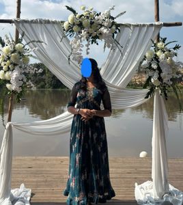 Price Drop ‼️Sea Blue Floral Print Ethnic Gown