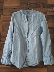 Light Blue Ruffle Shirt