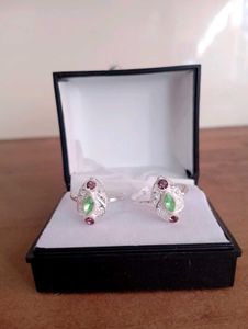 Green Diamond Toerings Pure Silver