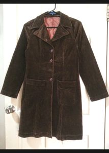 Brown Long Coat Knee Length Overseas Brand