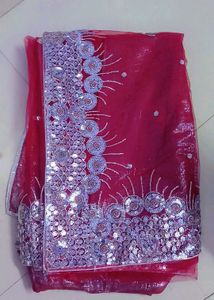 One day offer  Sparkling Red Net Fabric