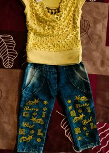 New Cute Yellow Top & Jeans Set