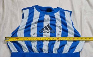 Adidas Blue &amp; White Striped Sleeveless Top