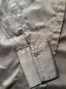 Black Satin Button-Up Tunic