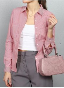 Shein Pink Striped Button-Up Shirt