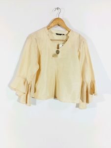 Cream Plain Casual Top (Women)