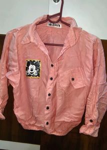 Pink Mickey Mouse Button-Up Shirt