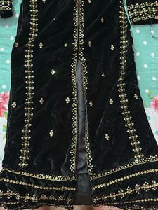 Black Velvet Palazzo Pants with Sequins