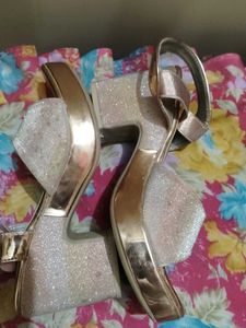 Sparkling Rose Gold Wedge Sandals