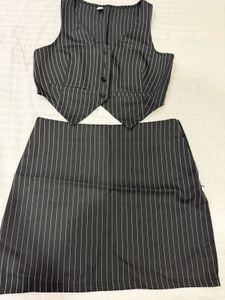 Pinstripe Vest and Skirt Set