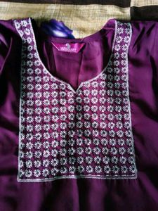 Elegant Purple Kurta with White Salwar