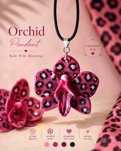Pink Leopard orchid Necklace