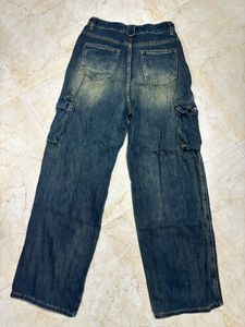 Baggy Wash Denim Cargo Pants
