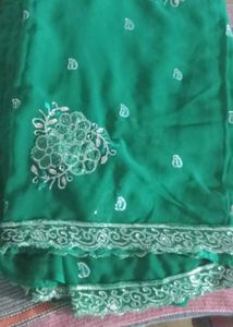 Elegant Green Embroidered Saree