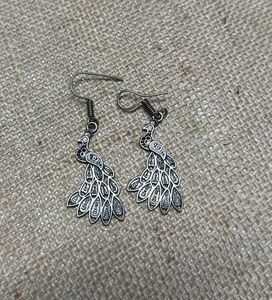 Unused Oxidised Peacock Earings With Freebies