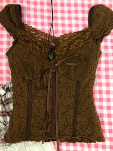 Brown Smocked Corset Top