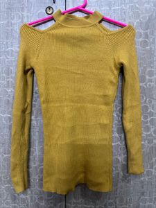 Mustard Yellow Cold Shoulder Sweater