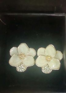 925 Silver Gold Tone Floral Earrings
