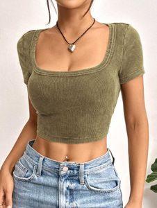 Ribbed Square Neck Cropped Top