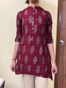 Maroon Printed Kurta