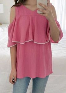 Pink Cold Shoulder Top