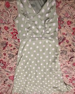 Light Green Polka Dot Midi Dress