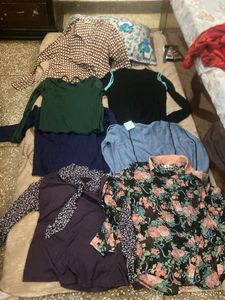 Bundle of Women's Tops 3 cotton. 4 woollen