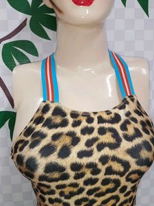 (600)Leopard Print One-Piece Swimsuit