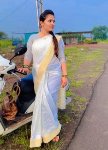 Elegant White Kerala Cotton Saree