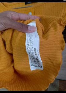 Mustard Yellow Button-Up Ribbed Top