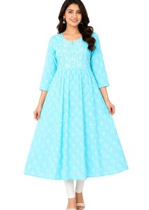 Beautiful Sky Blue Printed Kurta
